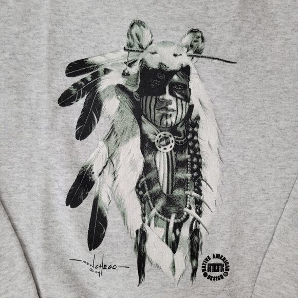 Vintage 1994 Native-American Sweatshirt XL/2XL 27x25 Menchego - Picture 11 of 16